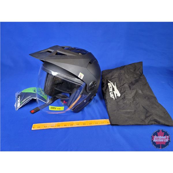 HELMET : Arctic Cat Half DOT (Black) Size : XL c/w Rear Light (SEE PICS)