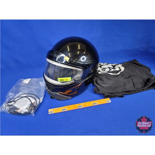 HELMET : Arctic Cat DOT (Black) Size: XL c/w Full Face Electric Shield (SEE PICS)