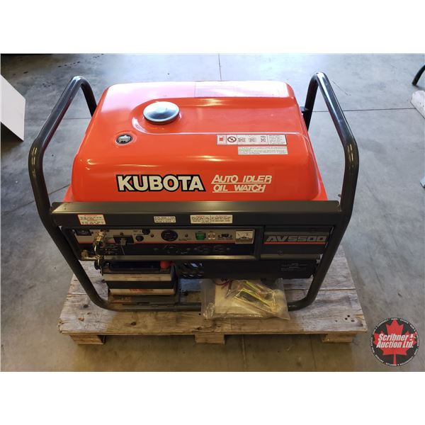 Kubota AV5500 Generator : Automatic Choke; Electric Start (34hrs) (Needs Battery) (24 H x 27-1/2 W x