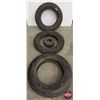 Image 1 : TIRES (4) : Implement Tire Combo 1. Bridgestone - Farm Service 6x14 (4 Ply) 2. Good Year - Rib Tread