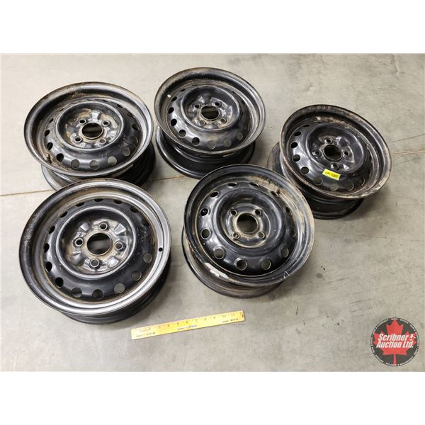 STEEL RIMS (5): 13" X 4" (Bolt Pattern: 4 Hole - 100mm) (SEE PICS!)