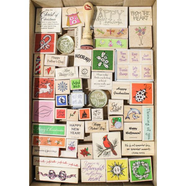 ASST. WOODEN RUBBER CRAFT STAMPS CARDINAL ETC.