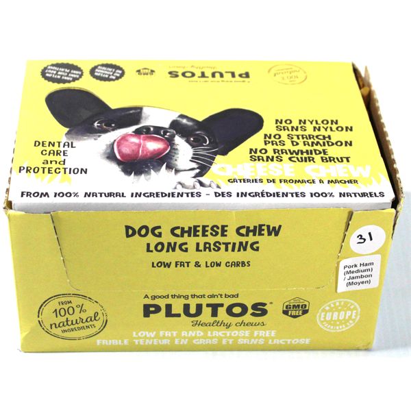 20 PLUTOS DOG PORK HAM CHEWS  MEDIUM  SIZE DOG
