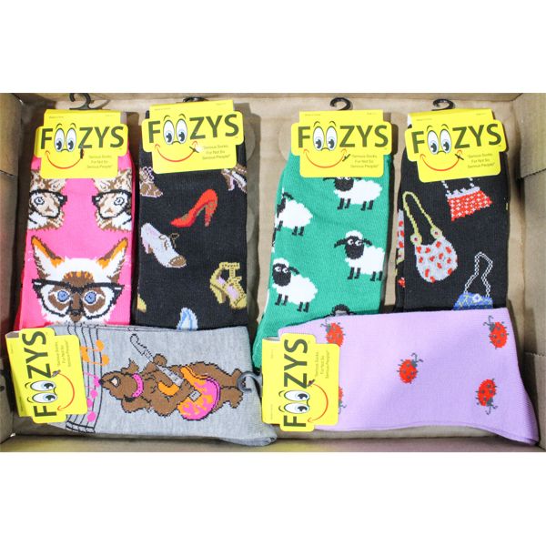 6 FOOZYS NOVELTY SOCKS PINK CAT ETC.