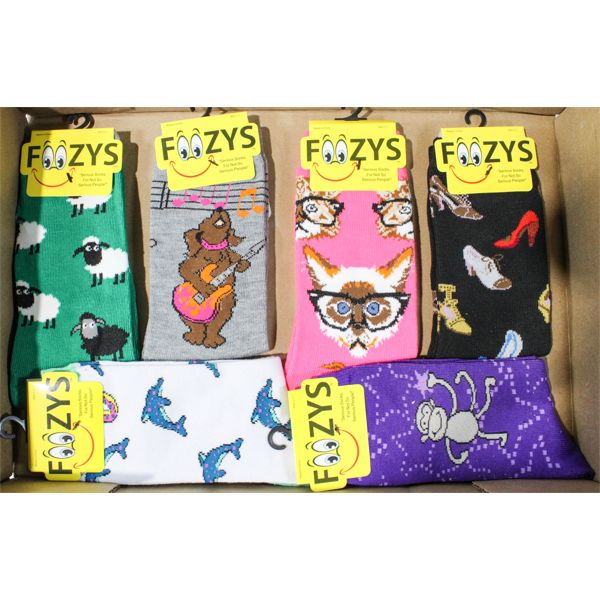 6 PR FOOZYS NOVELTY SOCKS MONKEY SHOES ETC.