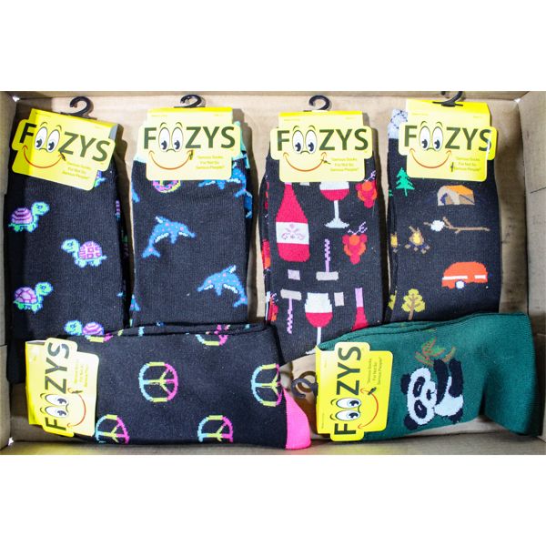 6 PR FOOZYS NOVELTY SOCKS PANDA TURTLE ETC.