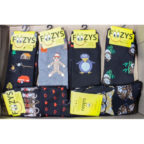 6 PR FOOZYS NOVELTY SOCKS HEARTS PENGUIN ETC.