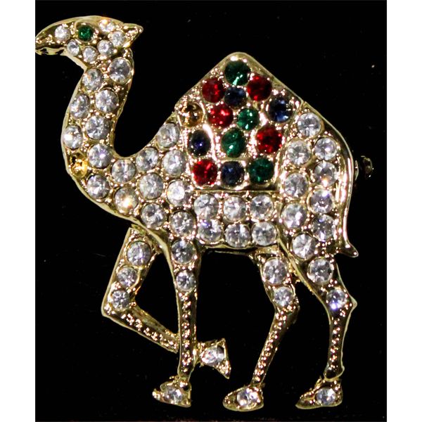 ESTATE RHINESTONE CAMEL BROOCH