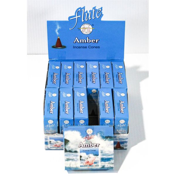 12PK FLUTE AMBER INCENSE CONES