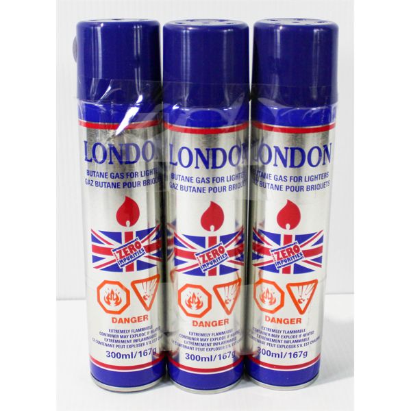 3 PK LONDON BUTANE GAS 300ML PER CAN