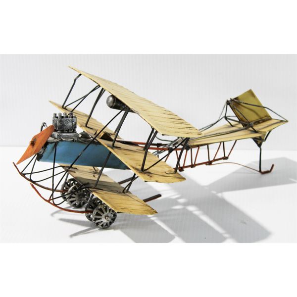 METAL TRI - WING ANTIQUE LOOK AIRPLANE 