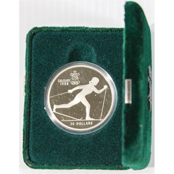 1988 CALGARY SILVER $20 OLYMPICS CANADIAN PROOF