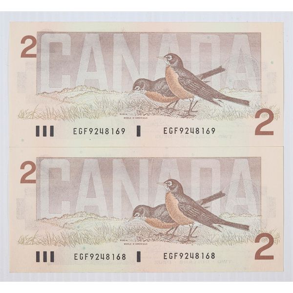 SET OF CANADIAN 1986 SEQUENTIAL $2 BANKNOTES