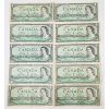 Image 1 : TEN 1954 CANADIAN $1 BANKNOTES