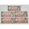 Image 1 : FIVE 1954 CANADIAN $2 BANKNOTES 