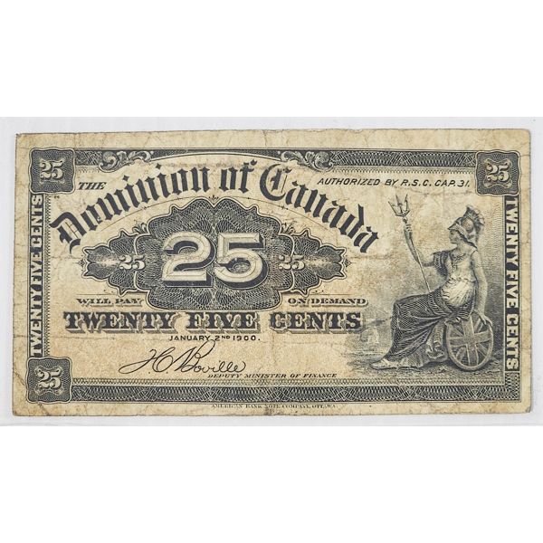 1900 DOMINION OF CANADA 25 CENT BANKNOTE