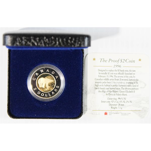 1996 CANADIAN $2 POLAR BEAR TOONIE PROOF COIN