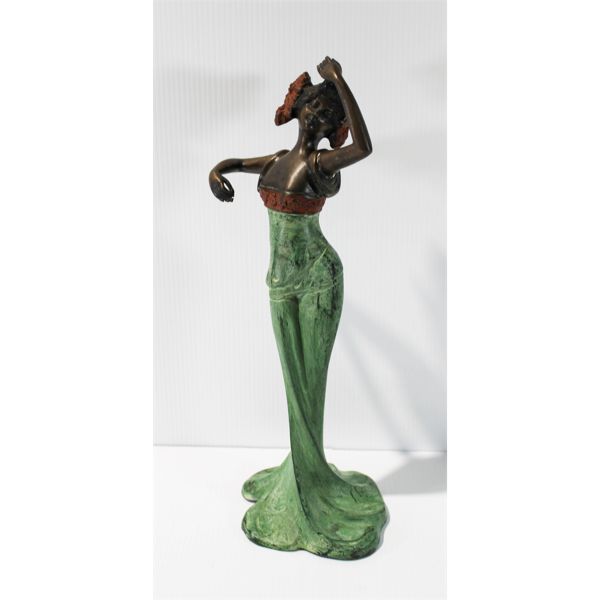 ART DECO STYLE HEAVY METAL DANCING LADY STATUE