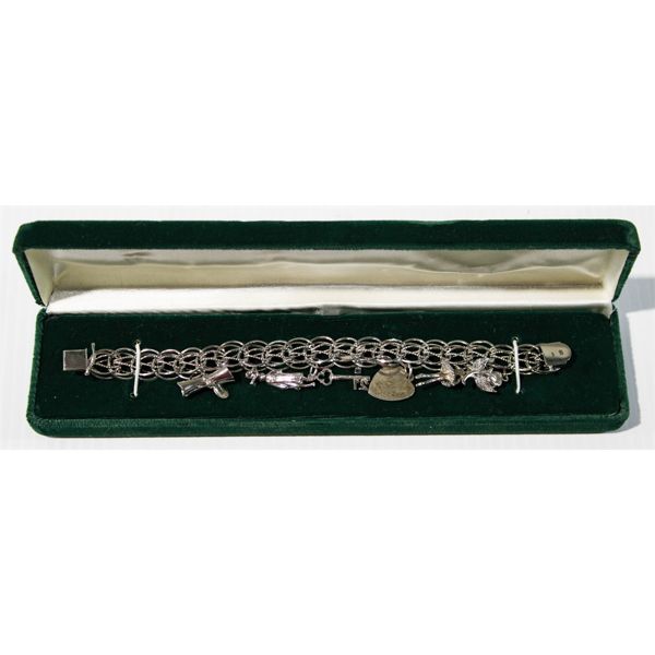 ESTATE BIRKS BROS STERLING SILVER CHARM BRACELET