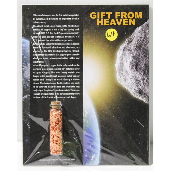 ASSAYERS GLASS JAR OF .999 FINE COPPER LEAF FLAKES