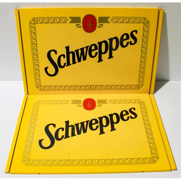 2 METAL SCHWEPPES GINGERALE SIGNS 20 " X 13"