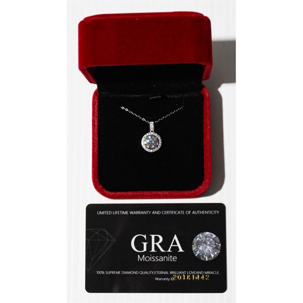 2.0 CARAT MOISSANITE .925 SILVER PENDANT/NECKLACE