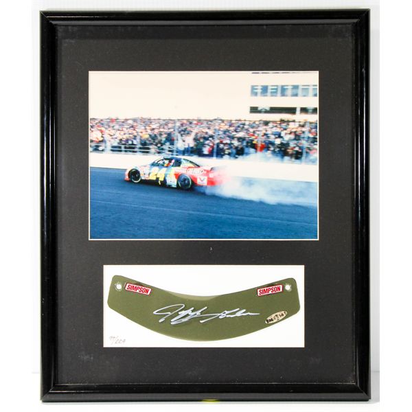 JEFF GORDON SIGNED VISOR W/ 8X10 PHOTO COA 