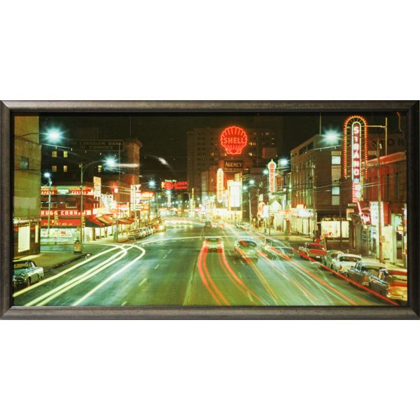 1960'S EDMONTON DOWNTOWN NIGHT SCENE WALL ART