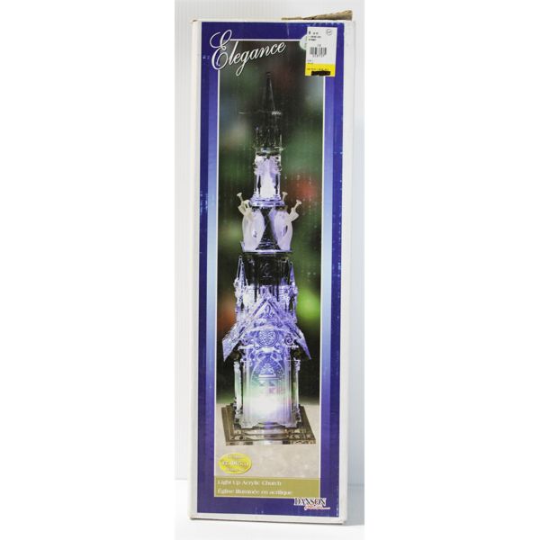 ELEGANCE LIGHT UP ACRYLIC CHURCH  18.5" TALL
