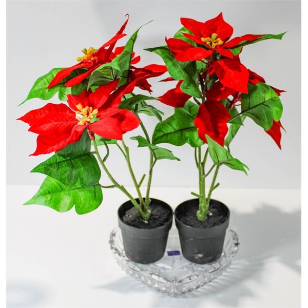 2 ARTIFICIAL POINSETTIA PLANTS