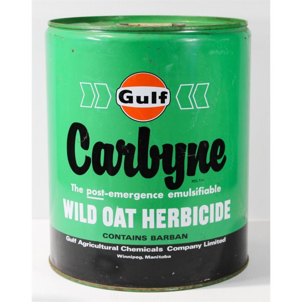 VINT. GULF CARBYNE HERBICIDE TIN 5 GALLON