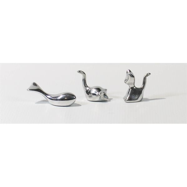 VINT. HOSELTON WHALE CAT & MOUSE ALUMINUM SCULPTURES