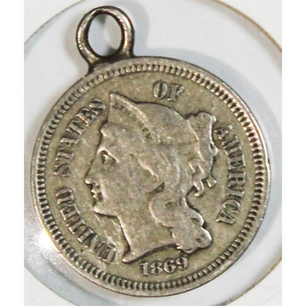 1869 US THREE CENT COIN PENDANT