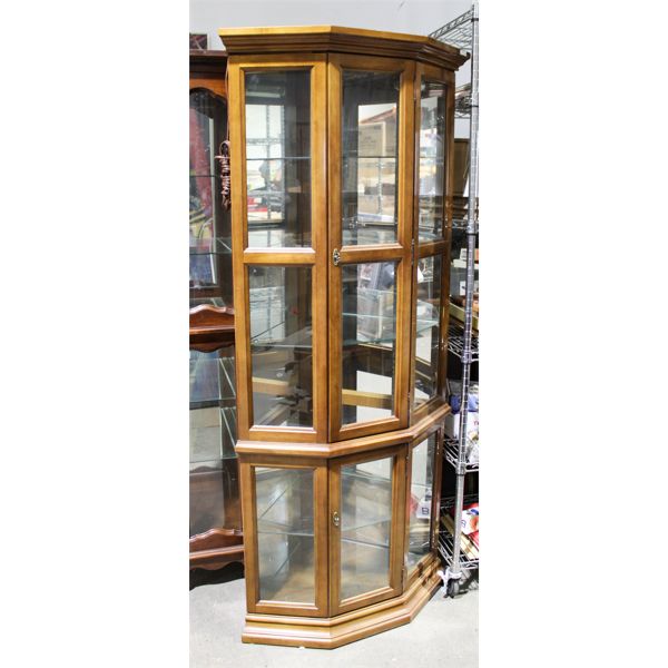 ESTATE LIGHTED CORNER CURIO CABINET