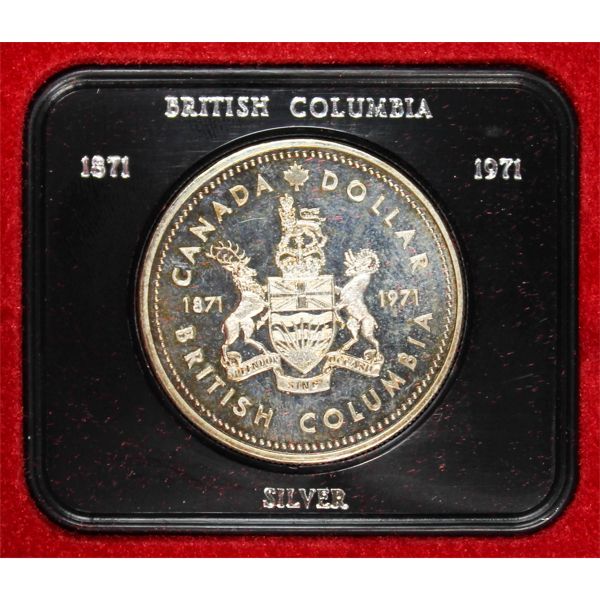 SILVER BRITISH COLUMBIA DOLLAR 1971 IN MINT CASE