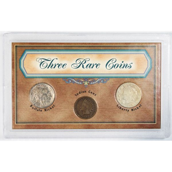 3 RARE COINS INDIAN CENT, BUFFALO & LIBERTY NICKELS