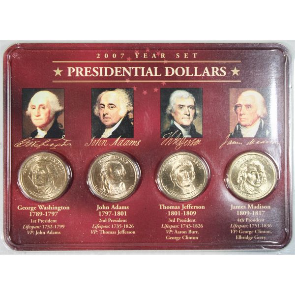 4 2007 MINT PRESIDENTIAL DOLLAR COINS