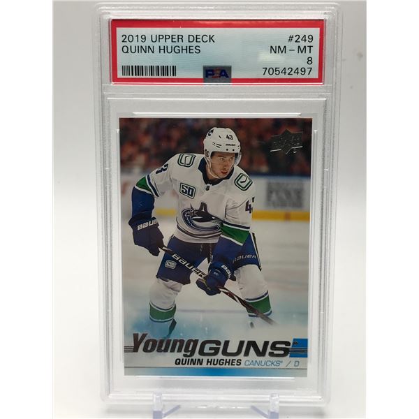 2019 UPPER DECK NO.249 QUINN HUGHES PSA GRADED 8