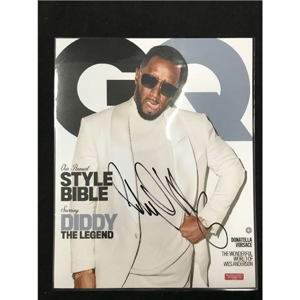 P DIDDY SIGNED GQ COVER RED CARPET AUTHENTICATION COA