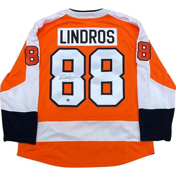 ERIC LINDROS SIGNED PHILADELPHIA FLYERS FANATICS JERSEY (FROZEN POND COA)