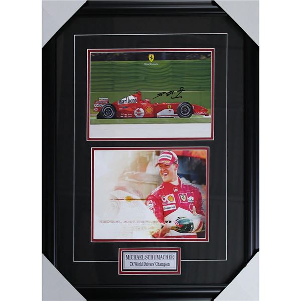 MICHAEL SCHUMACHER SIGNED AND CUSTOM FRAMED FERRARO DISPLAY (FROZEN POND COA)