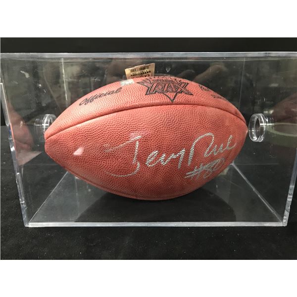 JERRY RICE SIGNED SUPER BOWL FOOTBALL WITH CASE (RADKE COA)