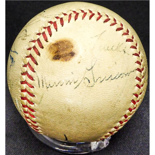 VINTAGE RAWLINGS BASEBALL SIGNED BY 19 STARS (FELLER,GRISSOM,...)