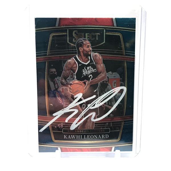 KAWHI LEONARD SIGNED 2021 PANINI SELECT TRADING CARD (PRO CERT COA)