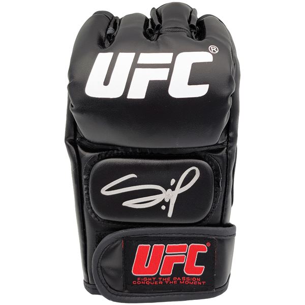 Francis Ngannou Autographed Black UFC Official Fight Glove Left Hand In Silver Beckett COA