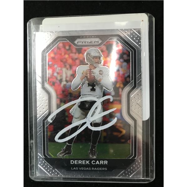 DEREK CARR SIGNED 2020 PANINI PRIZM TRADING CARD PRO CERT COA )