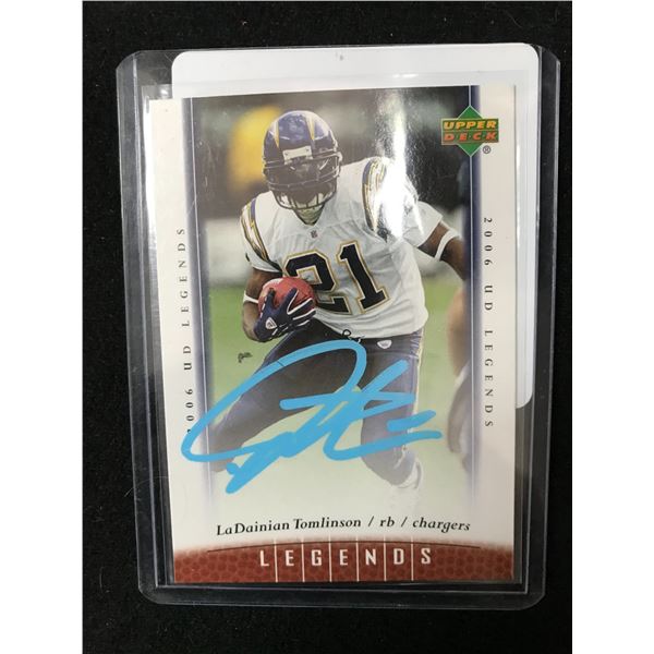 LEDANIAN TOMLINSON SIGNED UPPER DECK LEGENDS TRADING CARD (PRO CERT COA)