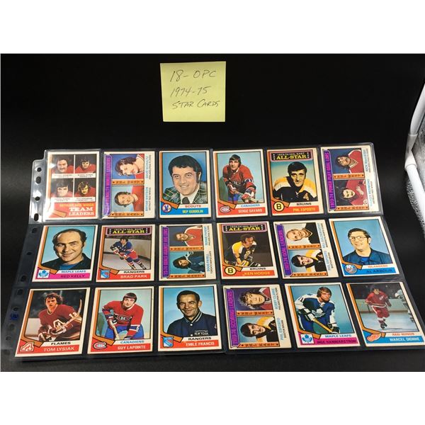 1974-75 OPC HOCKEY STAR CARD LOT