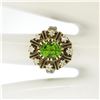 Image 8 : Vintage 14K Yellow Gold 2.43 ctw Oval Peridot Diamond & Black Enamel Halo Ring