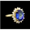 Image 1 : 14KT Yellow Gold 5.44 ctw Tanzanite and Diamond Ring